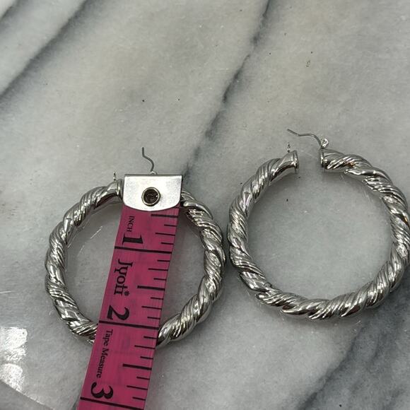 NWOT silver twisted large hoops - Picture 5 of 5